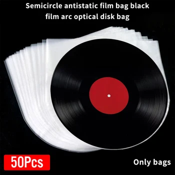 

50pcs/set Vinyl Cover Container Storage Protective Bag Inner Sleeves Anti Static PE Semicircular Clear 12 Inch Dustproof
