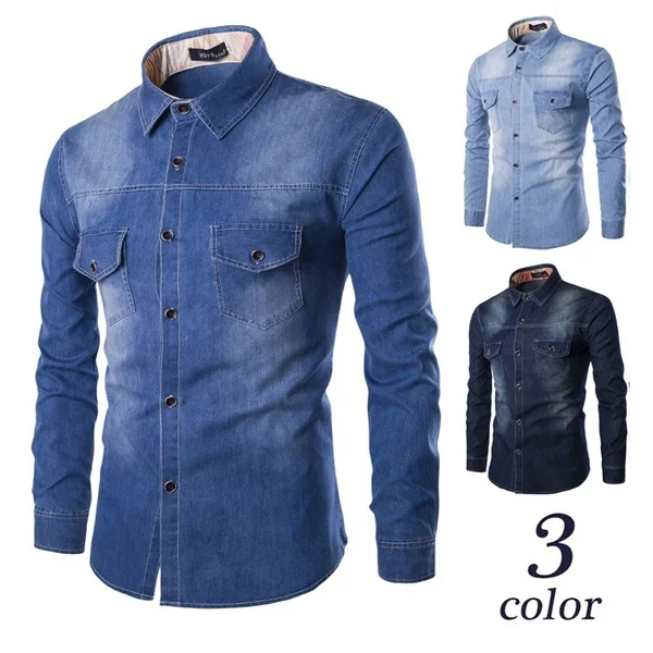 ZOGAA, Мужская джинсовая рубашка с длинным рукавом, мужская повседневная одежда, мужские джинсовые рубашки, высокое качество, уличная одежда,, мужские рубашки s