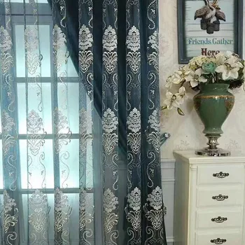 

Simple European Curtain for Living Dining Room Bedroom Luxury Embroidery Window Screen Full Version Embroidery with Multicolor