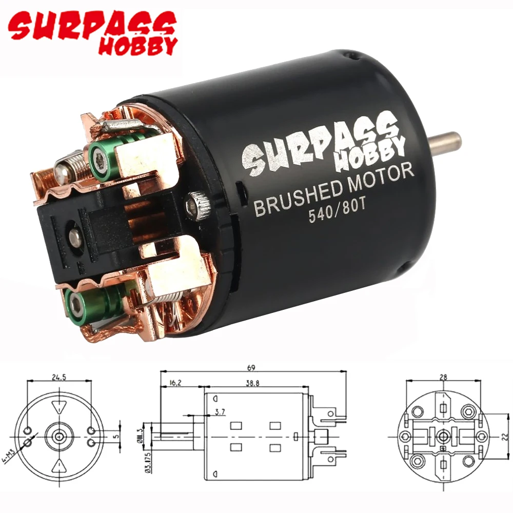 Surpass Hobby 540 21T/27T/35T/45T/55T/80 6 комплектов/партия -8 4 V коллекторный мотор для 1/10 RC
