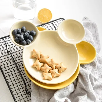 

Cartoon ceramic dinner plate creative dinner plate children's grid plate home breakfast plate cute fruit plate and dishes sets