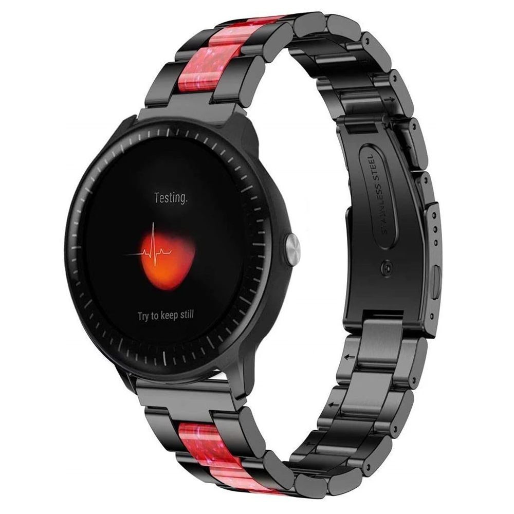 20 мм ремешок для Galaxy Watch Active 2 полосы/Ticwatch E/huawei часы 2/Garmin Vivoactive 3 браслет из нержавеющей стали - Цвет ремешка: black red