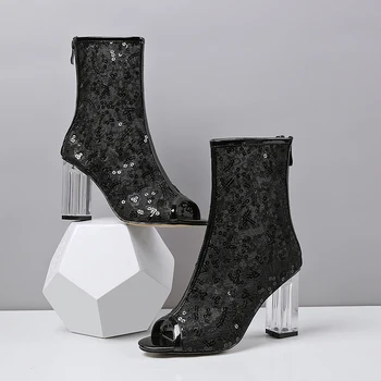 

Fashion High Heels Sexy Peep Toe Ankle Boots Woman Party Wedding Summer Boots Woman Plus Size 32-43 Women Shoes