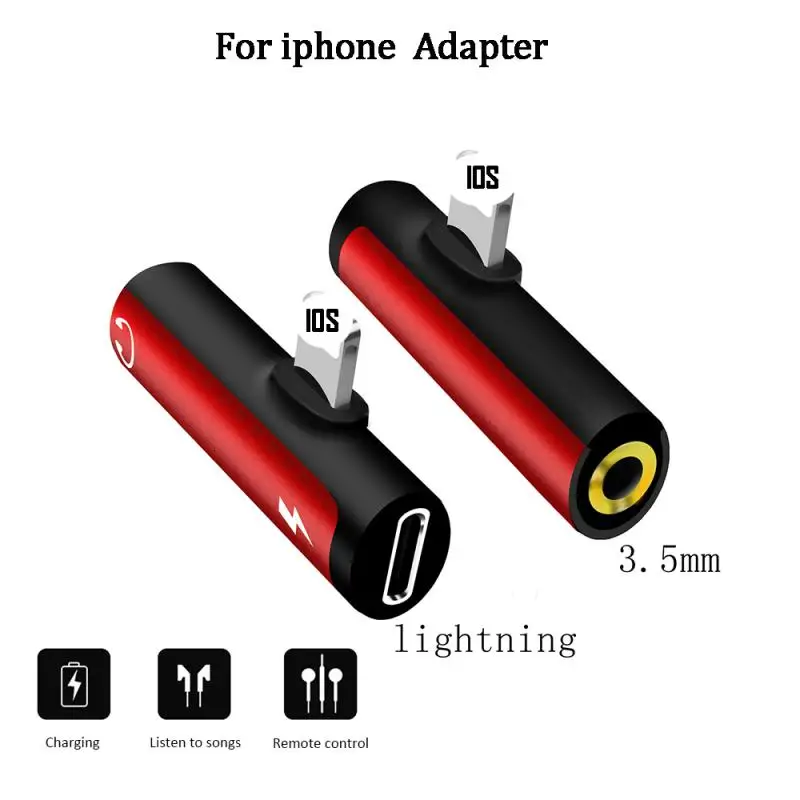

For Lightning to 3.5mm Jack Headphone Aux Audio Adapter For iPhone X 7 8 Plus OTG Adapter Converter Splitter Support IOS System