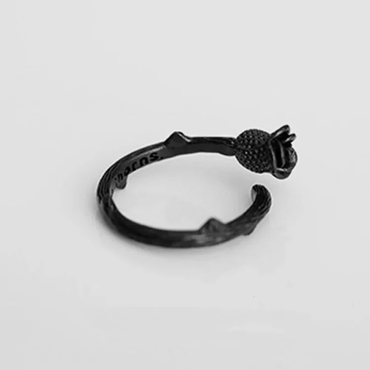 Винтажное женское маленькое кольцо в виде цветка розы Boho модное черное открытое обручальное кольцо регулируемые обручальные кольца для женщин