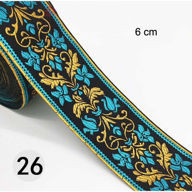 1M Ethnic Embroidered Jacquard Ribbons Trim DIY For Decoration Handcraft Apparel Sewing Headwear Lace Fabric HB165 - Цвет: 26