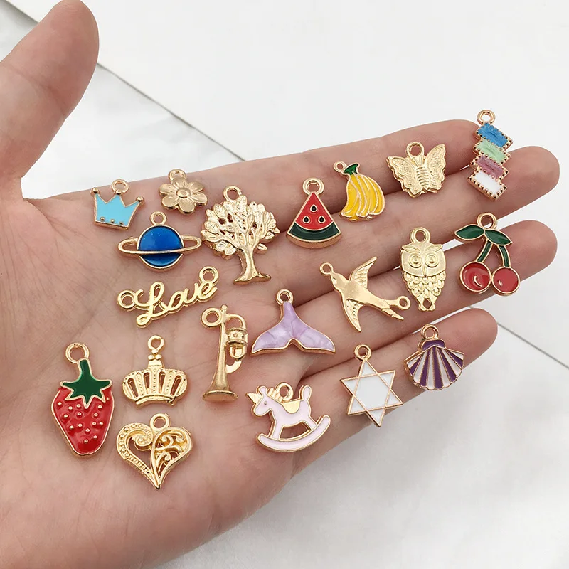 Mixed Cartoon Animal Tree Enamel Charms Beads Jewelry Making Diy Pendant Neacklace Bracelet Accessaries 10-50Pcs
