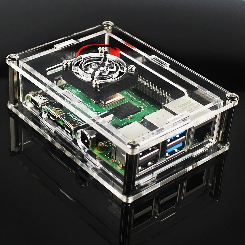 Raspberry Pi 4 Модель B акриловый чехол черный синий красный, прозрачный корпус коробка совместимый вентилятор охлаждения для Raspberry Pi 4 RPI 4