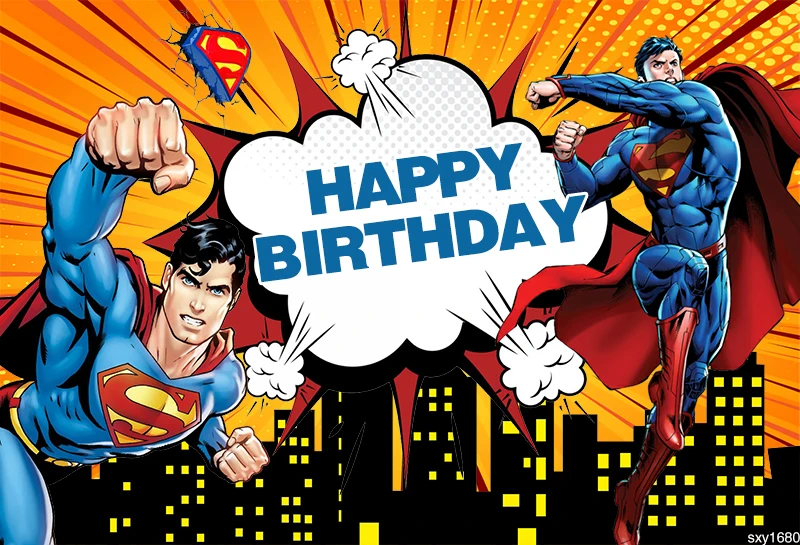 Sxy1680 Comics Superman Baby Birhday вечерние плакат с изображением зданий Портретные фото фоны фотостудия