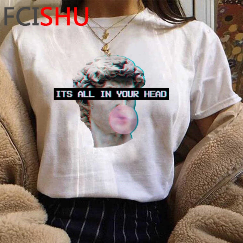 New Michelangelo Funny Cartoon Tshirt Women Grunge Aesthetic Hand Print T-shirt Graphic Oversized Tshirt Casual Top Tees Female
