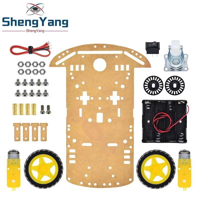 TZT 1/3 Stück Neues 2WD Motor Smart Roboter Auto Chassis Kit Geschwindigkeits-Encoder Batteriekasten für Arduino – Detail 9
