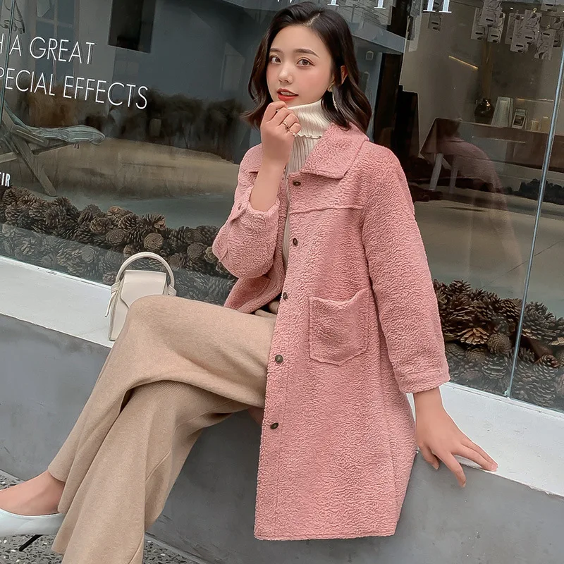 

Fashion Faux Fur Lambswool Oversize Jacket Coat Winter Black Warm Jacket Women Autumn Thick Ladies Outerwear Female Overcoat