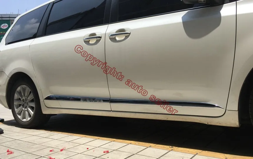 ABS Хром украшение автомобиля Боковая дверь линия гарнир тело литье под давлением отделка для Toyota Sienna