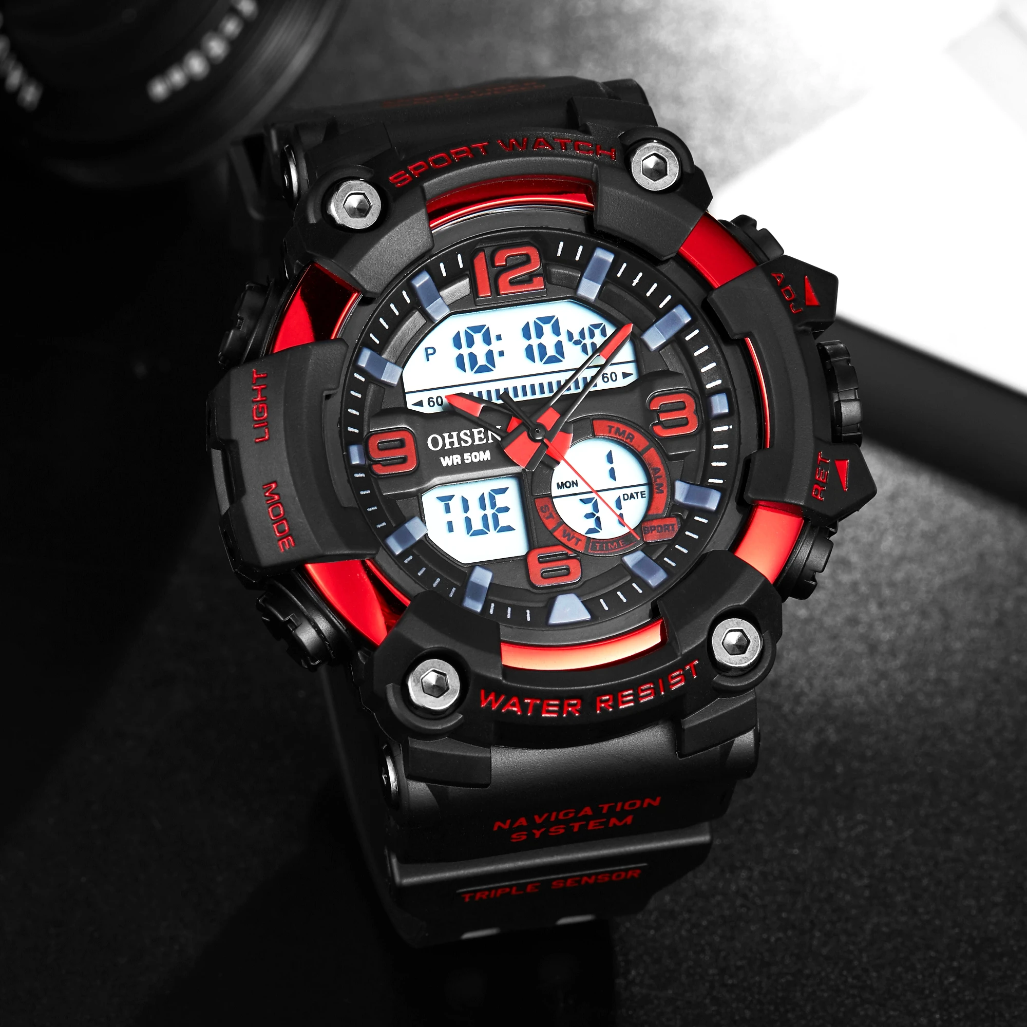 Fashion Men Quartz Sports Watches Stopwatch Man Waterproof LED Digital Watch Red Fashion Silicone Clock Gifts Relogio Masculino