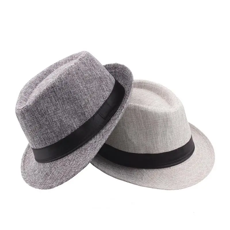 

Vintage Jazz Hat Men's Linen Hats Women's Fedora Outdoor Sun Visor Old Man Curling Straw Hat Sun Hat Unisex With Grosgrain Belt