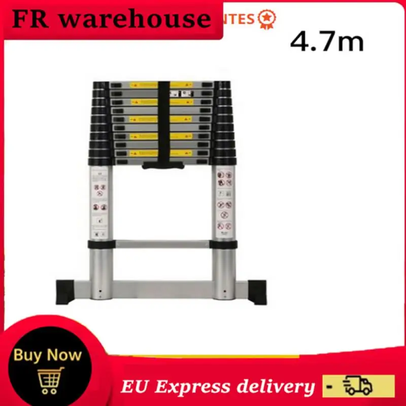 New 4.7m Stable Foldable telescopic aluminum ladder Multi Purpose Industrial Herringbone Telescopic Straight Ladder step HWC |