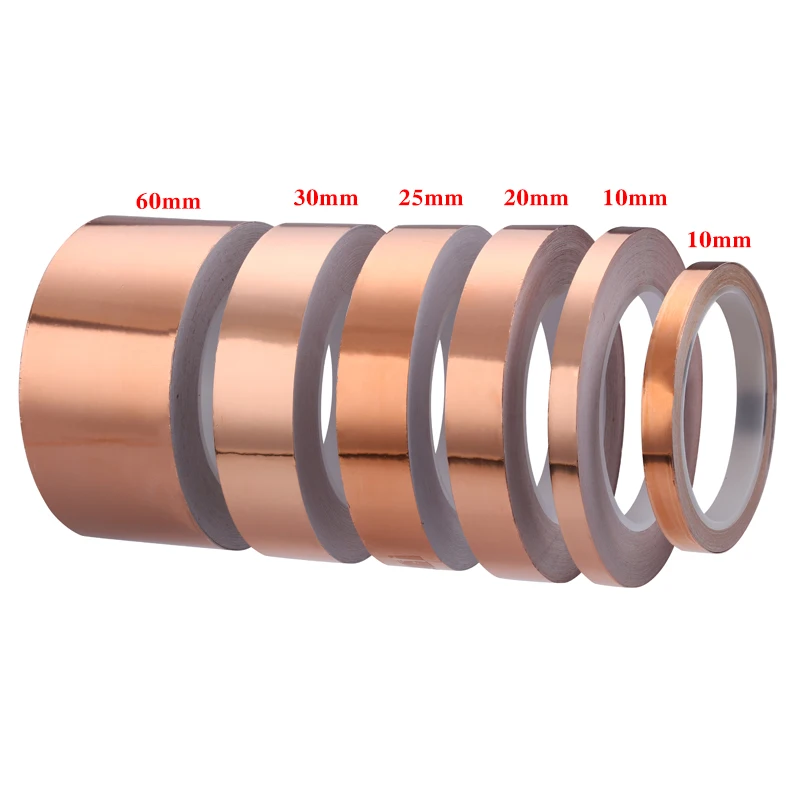 

BGA Single Side Conductive Copper Foil Tape 10mm 20mm 25mm 30mm 60mm Strip Adhesive EMI Shielding Heat-resistant Tape