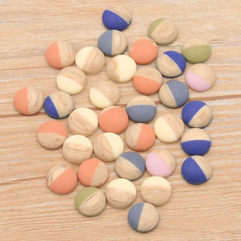 

40pcs 12mm 2020 New Product 6Colors Natural Color Matching Ore Style Flat Back Resin Cabochons For Bracelet Earrings Accessories