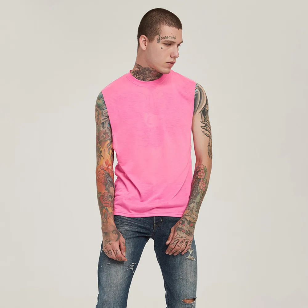 Mens pink sleeveless shirt Clearance