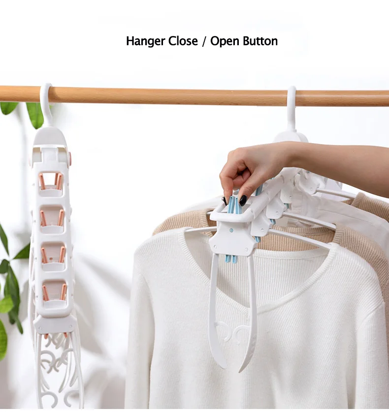 8 hanger/pc Folding Clothes Hanger Plastic Clothes Drying Racks Closet Rotate Hanger Wardrobe Magic Clothes Organizer Hangers