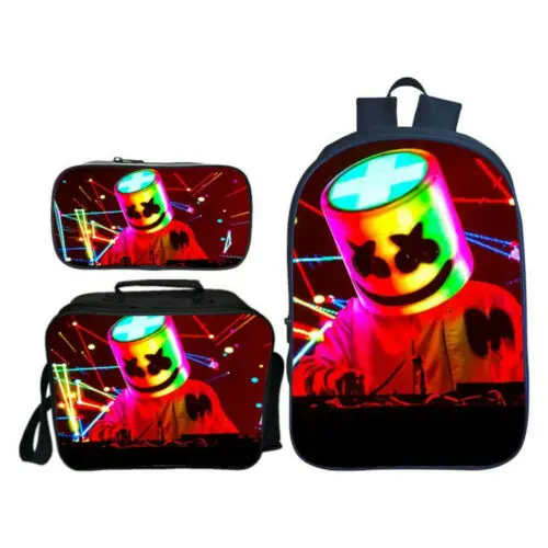 Style 10 Комплект из 3 предметов: рюкзак Marshmello DJ для школы+ сумка для книг, сумка для ланча, сумка-тоут+ пенал, сумка для школьников, сумка для ноутбука - Цвет: Style 10