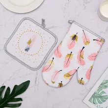 Прихватки для горшков, прихватки для духовки, моющиеся, кухонные, защитные, для дома, термостойкие, Нескользящие, против ожогов, для выпечки, перо, кактус, изолированные, для барбекю