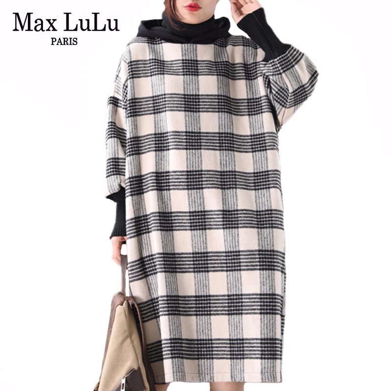Max LuLu зима 2019 Роскошные корейские женские клетчатые уличные Женские винтажные