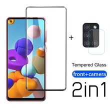 Vidro temperado 2 em 1 para samsung galaxy, vidro protetor para câmera samsung galaxy a21s a21 vidro 21s