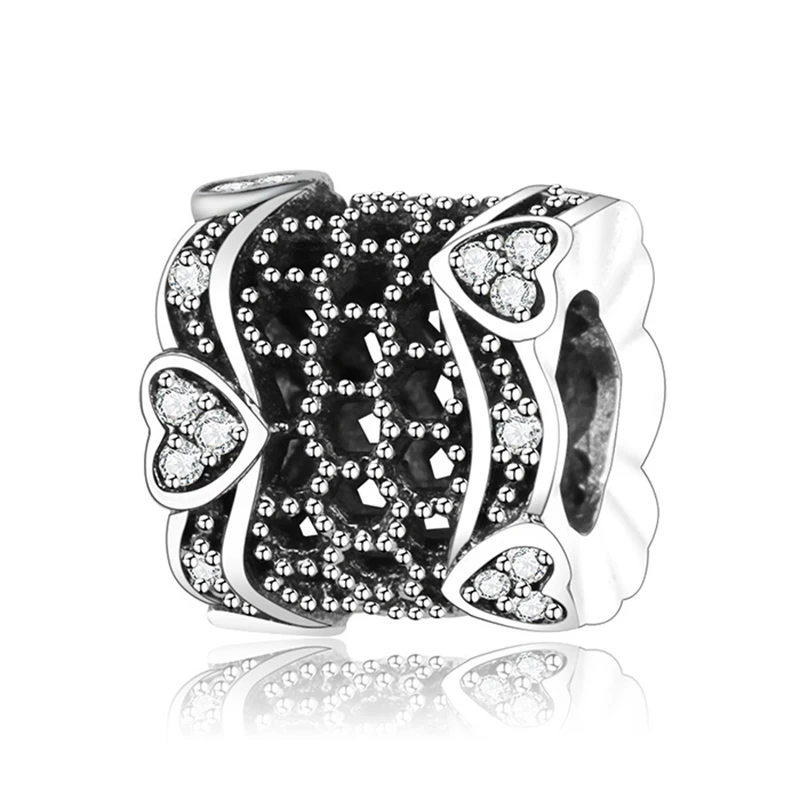 

Лидер продаж, бусины в форме сердца из стерлингового серебра, ажурные подвески, подходят для оригинального браслета Pandora, кулон для женщин, ювелирные изделия