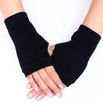 

1pair Combed Cotton Finger Mitt Fingerless Gloves Knitted Half Finger Winter Gloves Hand Wrist Warmer Mittens Women Accessories