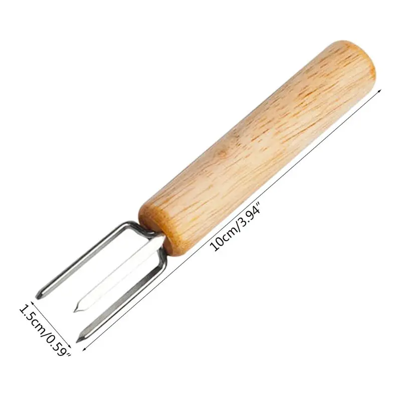 Creative wooden stainless steel barbecue fork holder fork party food kebab hot dog kitchen tools outdoor barbecue accessories