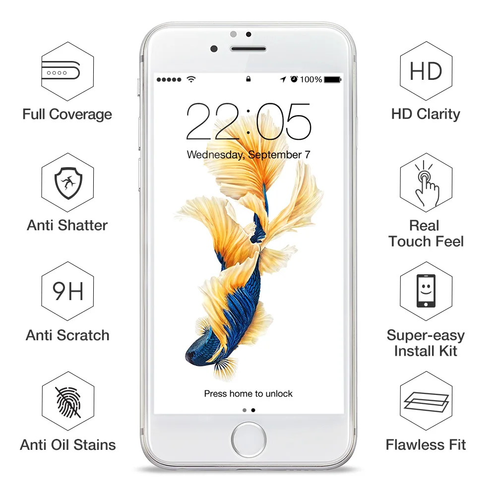 ESR полное покрытие закаленное стекло для iPhone 6s 6plus стекло защитное стекло для iPhone 6 6s Защитная пленка для экрана стекло