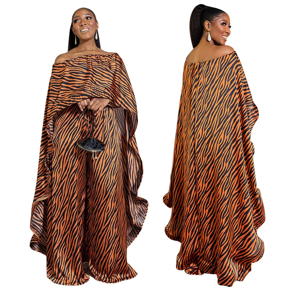 Loose 2 Piece Suit African Dashiki Ladys New Fashion Leopard Print Shawl Casual Wide Leg Pantsuit Two Piece Suit For Spring Fall