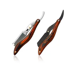 Manual Shaver Professional Straight Edge Stainless Steel Sharp Barber Razor Folding Anti-Slip Design Hair Beard Cleaning Tool