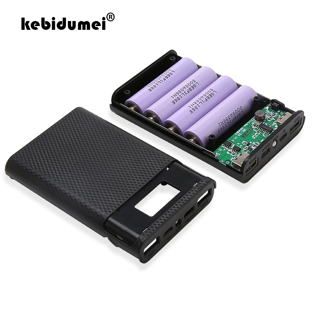 5 В 2 А коробка для хранения аккумулятора 4x18650 двойной USB Тип C внешний аккумулятор