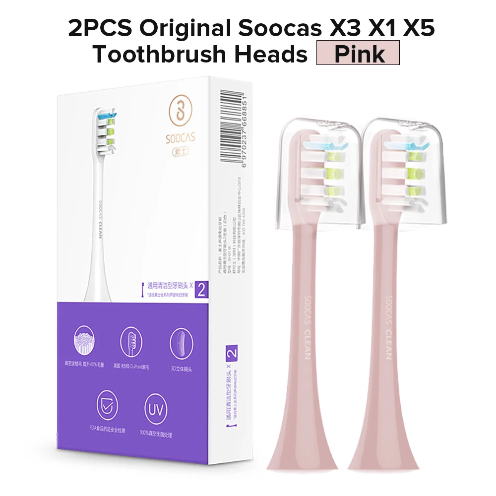 Xiaomi Soocas X3 X1 X5 So White EX3 звуковая электрическая зубная щетка головки оригинальные сменные головки для зубной щетки насадка для зубной щетки s 2 шт - Цвет: 2PCS X3 X1 X5 Pink