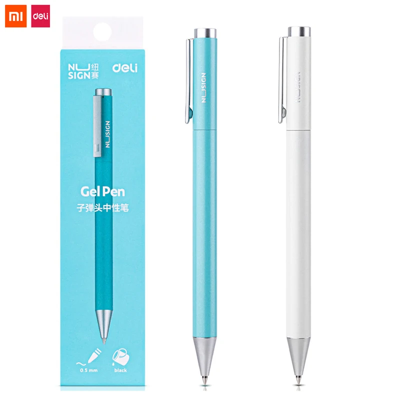 Xiaomi Deli Nusign Metal Gel Pen 0.5mm Fine Point Signing Business Smooth Writing Pencil Pens Bullet Black ink Office School | Канцтовары