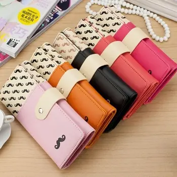 

ISKYBOB New women wallet High quality smooth PU leather mustache woman purse clutch wallets lady coin purse cards holder Bag