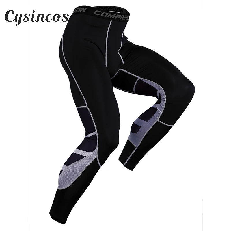 Мужские Компрессионные Леггинсы CYSINCOS спортивные штаны для фитнеса
