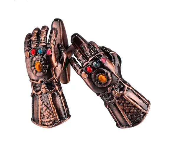 Red Bronze 5 пар/лот красные бронзовые бесконечные перчатки Запонки Marvel Фильм Мстители перчатки Таноса Запонки мужские ювелирные изделия подарок на Хэллоуин - Окраска металла: Red Bronze
