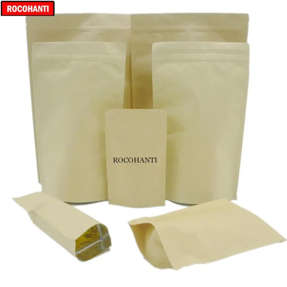 100X изготовленным на заказ логосом алюминиевый с принтом фольга с застежкой из крафт-бумаги Бумага вертикально стоящий пакет Еда упаковочные сумочки сумки с замком-молнией