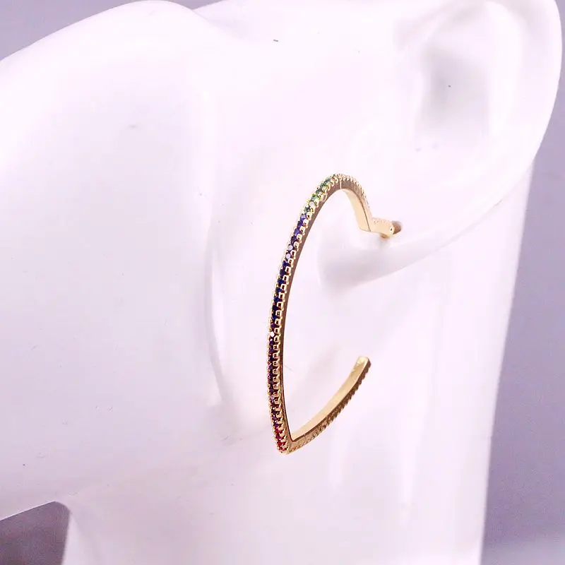 3 пары, модные женские серьги, микро проложить Циркон с радужным блеском, серьги-гвоздики в форме сердца, цветные ювелирные изделия, серия Золотой/Серебряный цвет