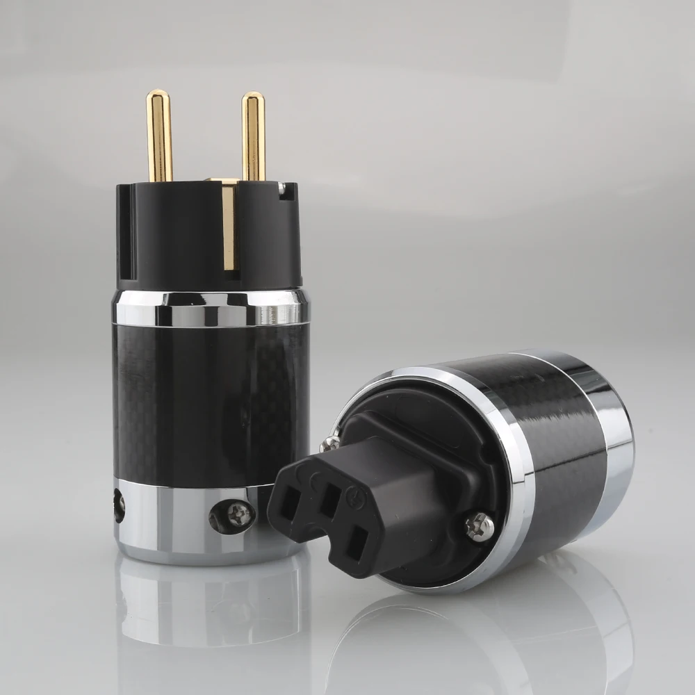Connecteur Secteur SCHUKO Vers IEC - Placage Rhodium Carbone - Neuf