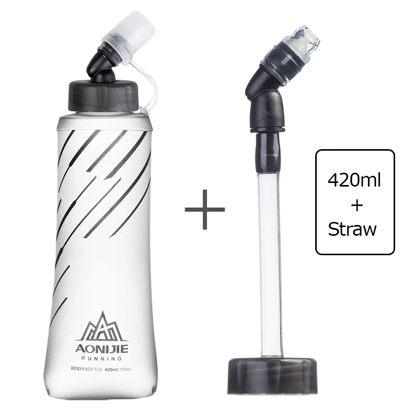 AONIJIE восполняющий воду пузырь мягкая гидро колба Складная 250 мл 420 мл бутылка для воды для бега Велоспорт для прогулок, для бездорожья SD21 - Цвет: 420ml and straw