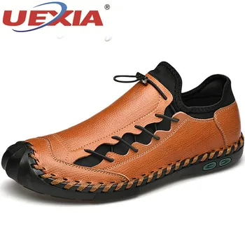 

UEXIA Men Leather Casual Shoes Comfortable Loafers Men Shoes Quality Split Leather Handmade Flats Hot Sale Moccasins Footwear