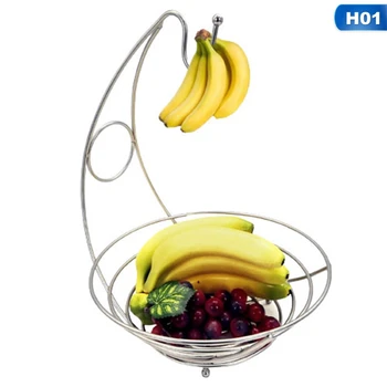 

1pc Novelty Kitchen Metal Fruit Basket Iron Banana Hanger Tree Holder Fruit Storage Bowl Basket Stand Hook Grapes Storage