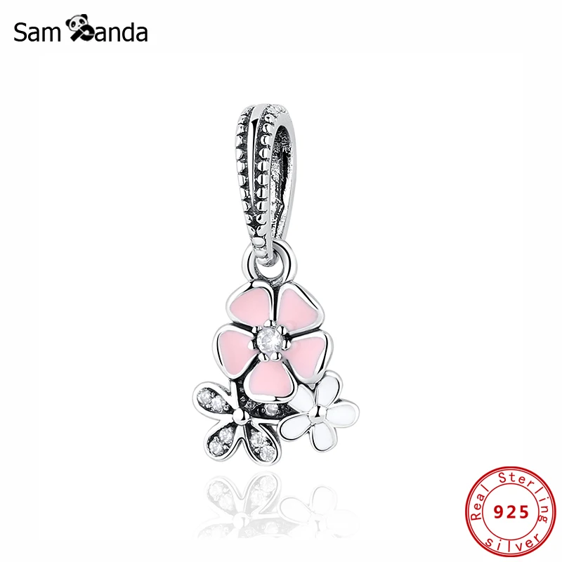 

Original 100% 925 Sterling Silver Charm Bead Poetic Blooms Pendant Charms Flower Fit Pandora Bracelets Women DIY Jewelry Making