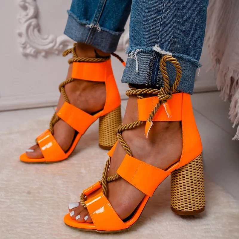

Litthing New Wedge Women Sandals Pointed Toe Fish Mouth New Fashion Hemp Rope Lace-up Sandals Ankle Strap High Heel Shoes