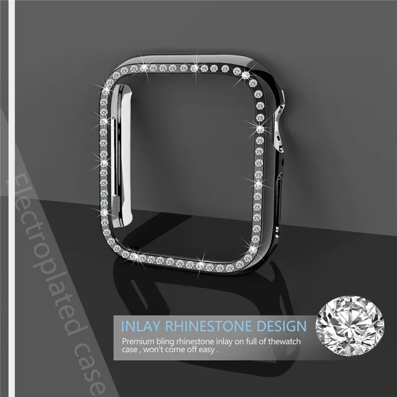 

Diamond Cases For apple watch cover Series 3 2 1 38/42mm Frame Protective Bumper Cover for iWatch 4 44/40mm PC Cover accessories