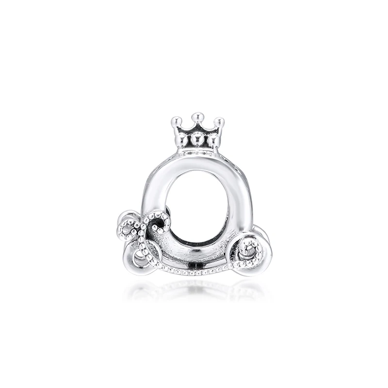 DIY Подходит для Pandora шармы браслеты полированная Корона O повозка из бисера стерлингового серебра 925-ювелирные изделия